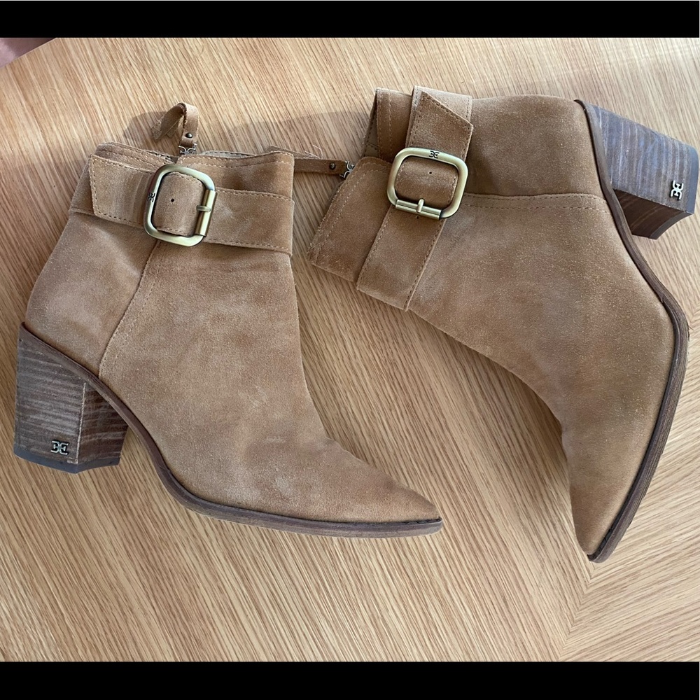Sam Edelman Women's Leonia Suede Buckle Booties Black Size 8